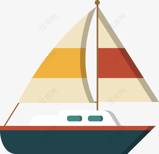 一艘帆船矢量图