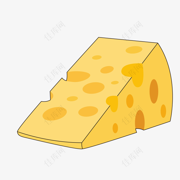 黄色圆弧奶酪元素