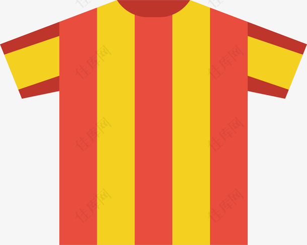 手绘足球运动红黄条球衣正面图标