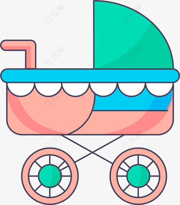 创意小推车可爱卡通婴儿矢量素材
