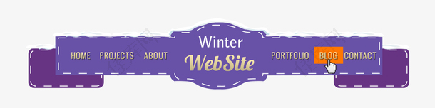 矢量冬季素材标题栏紫色