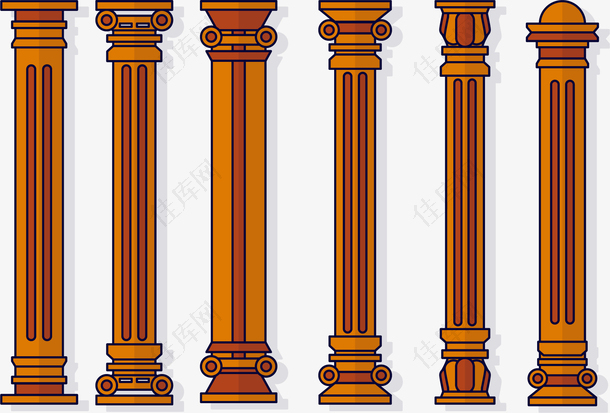 橙色墙柱