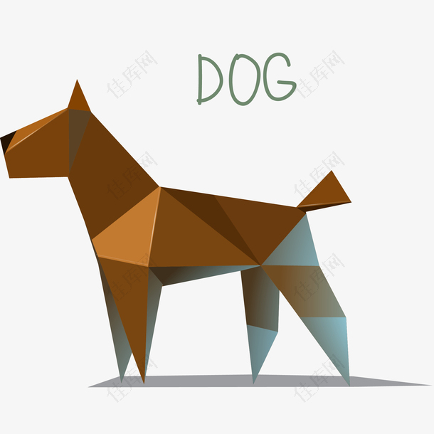 宠物狗折纸矢量插画