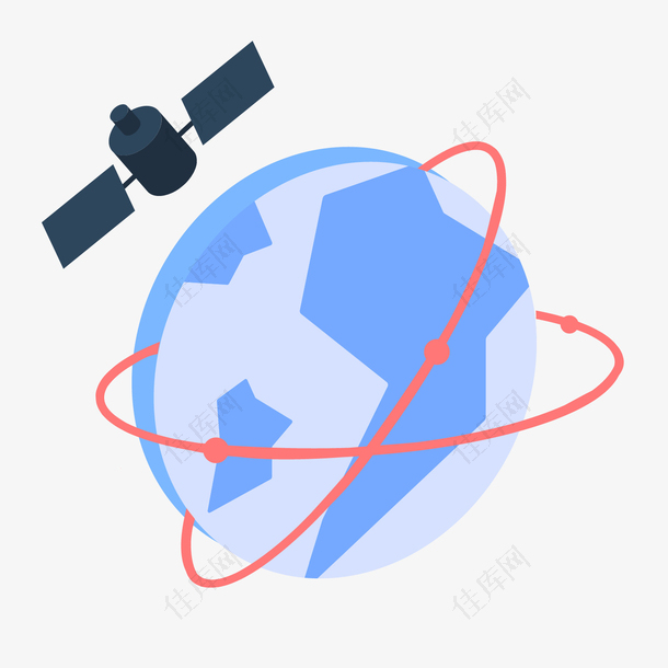 蓝色扁平化圆弧全球元素