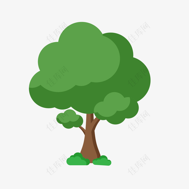 卡通绿色日常大树