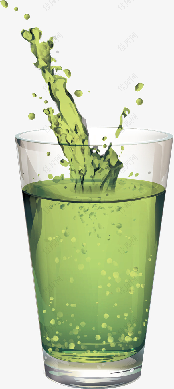 矢量水杯绿色水特效