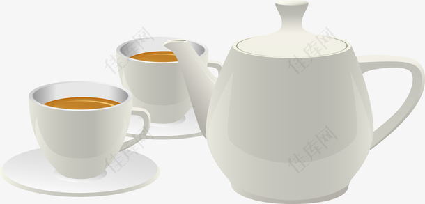 手绘白色茶壶