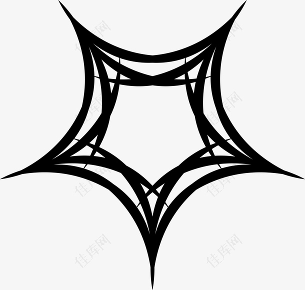 创意五角星黑色蜘蛛网形状
