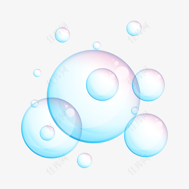 蓝粉色水彩泡泡
