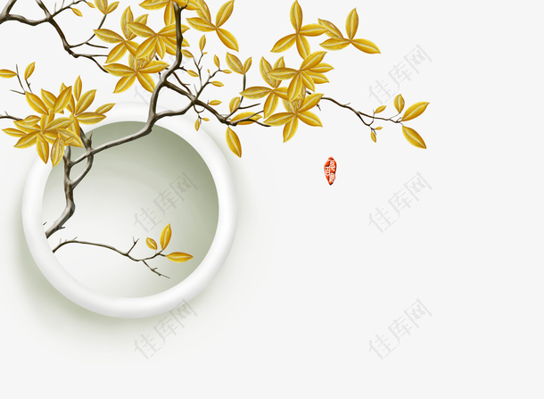 中式金色树叶