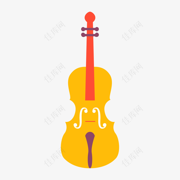 卡通黄色的小提琴设计