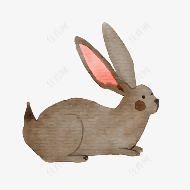 灰红色卡通趴着的兔子