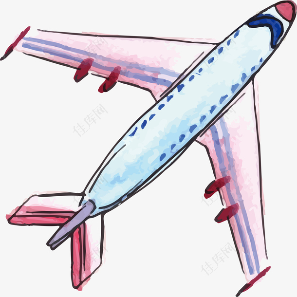 水彩飞机插画设计