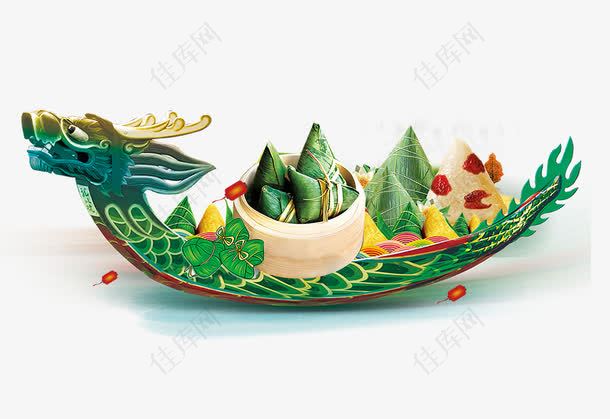 端午节龙舟与粽子主题装饰