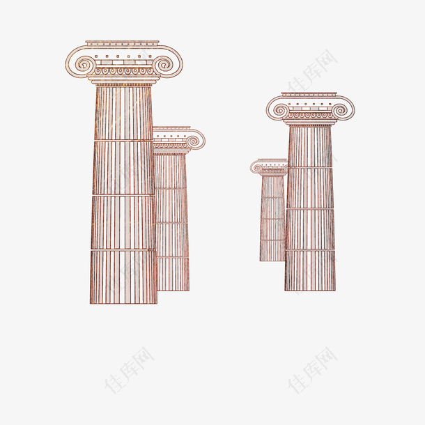手绘希腊石柱素描