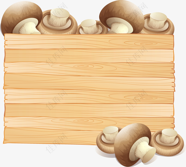 矢量木板旁的蘑菇