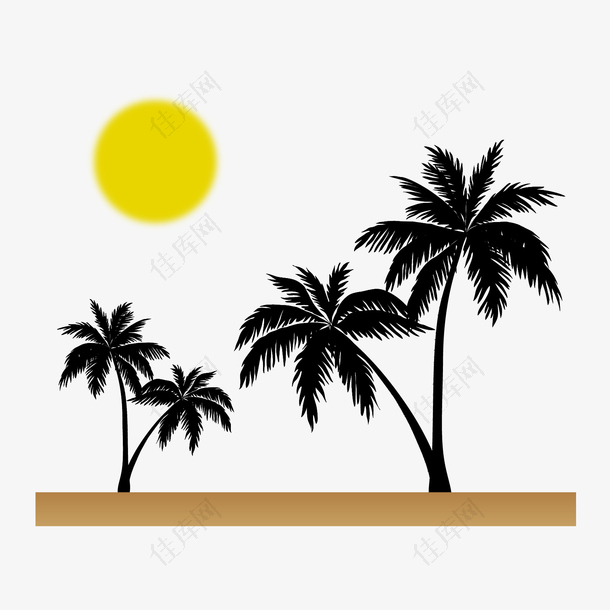 矢量椰子树太阳