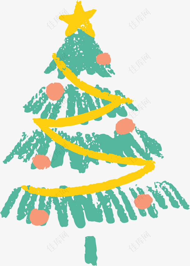 涂鸦手绘丝带圣诞树