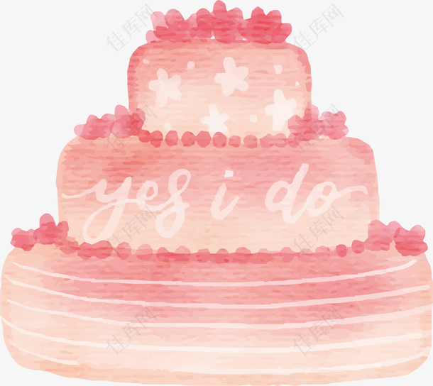 粉红色水彩蛋糕