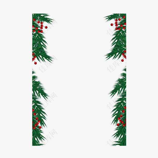 绿色松树枝圣诞节边框