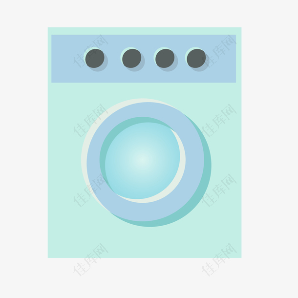 卡通扁平化滚筒洗衣机