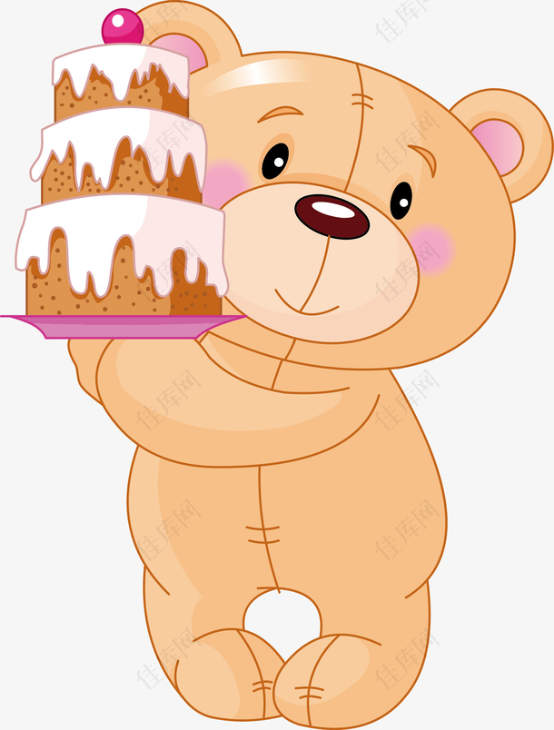 拿着蛋糕的熊