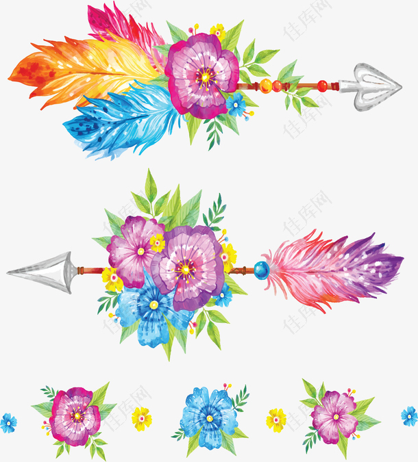 彩色花朵羽毛弓箭
