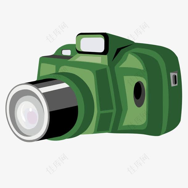 绿色扁平卡通照相机