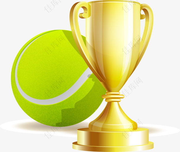 矢量图网球和奖杯