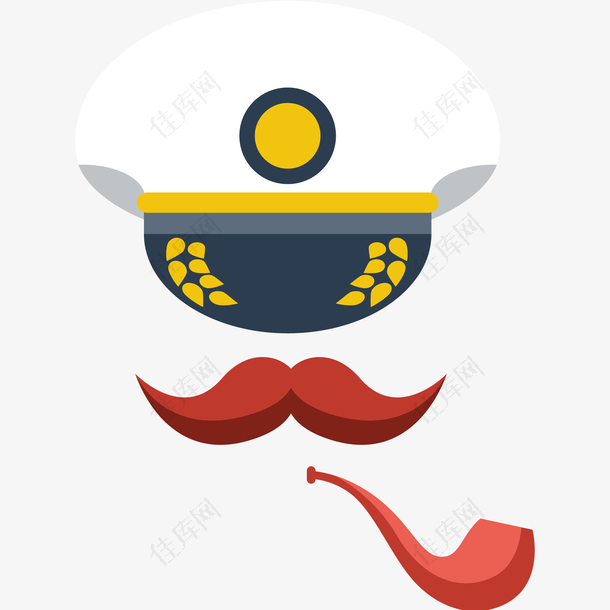 船长帽子和烟斗插画