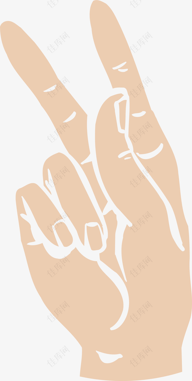 手绘数字3手势设计素材