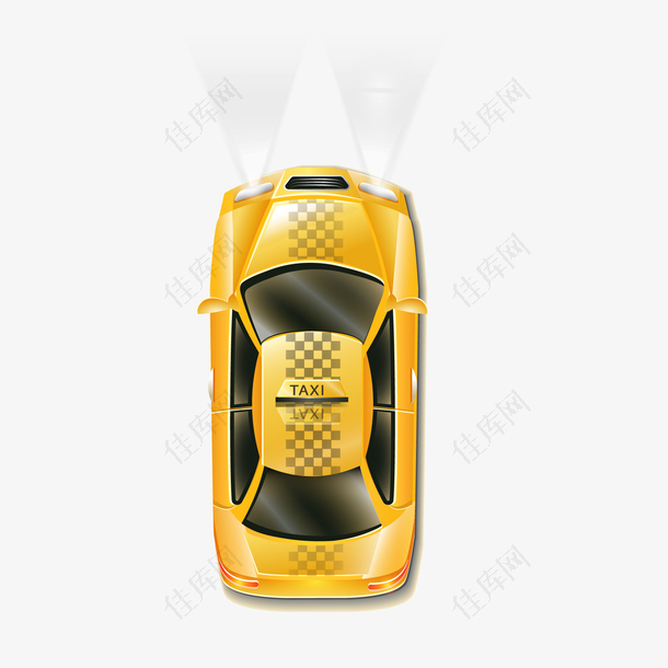 黄色出租车俯视图