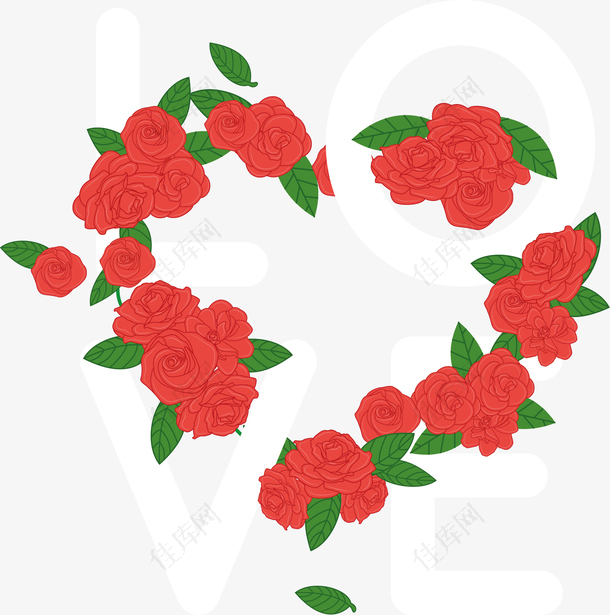 红色玫瑰爱心拼图