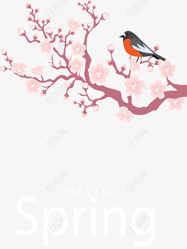 春天美丽桃花树枝
