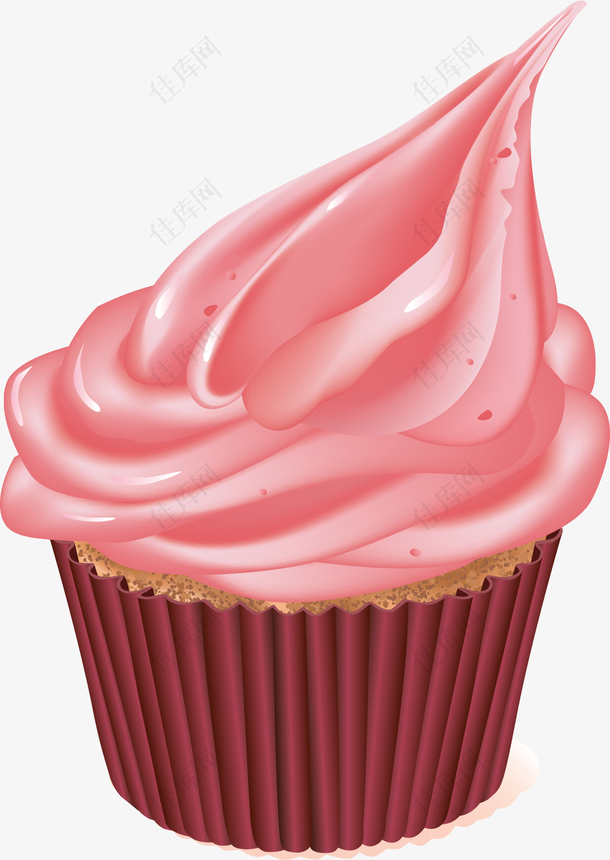 粉红色奶油杯子蛋糕