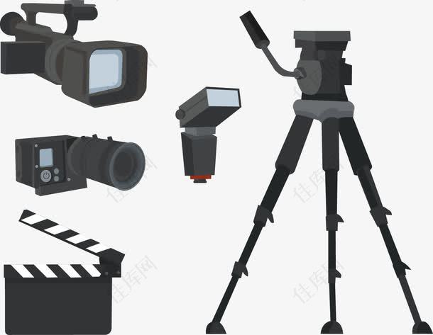 矢量手绘录像采访拍电影设备
