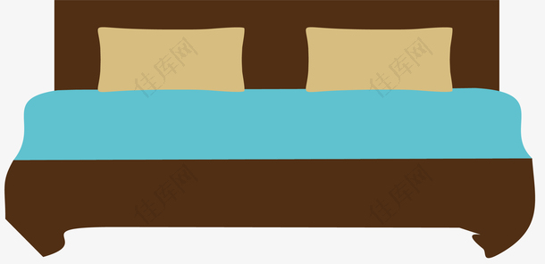 褐色扁平长方形家庭床