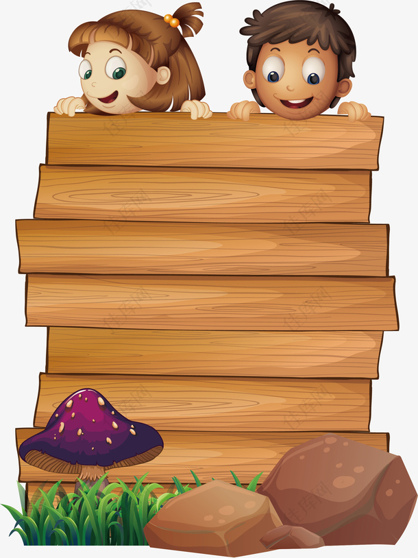 岩石木板儿童标题框