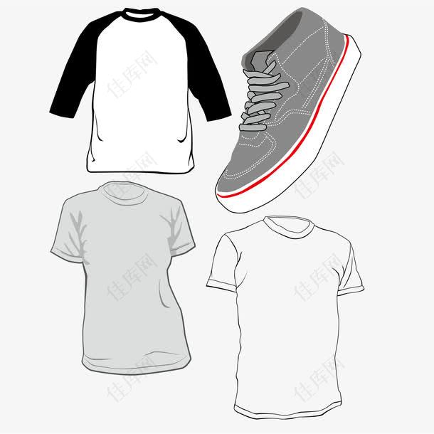 男式运动鞋和T恤矢量素材