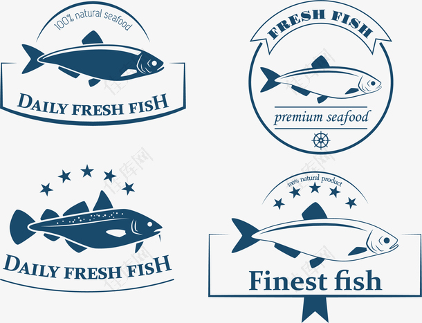 矢量鲜鱼标签