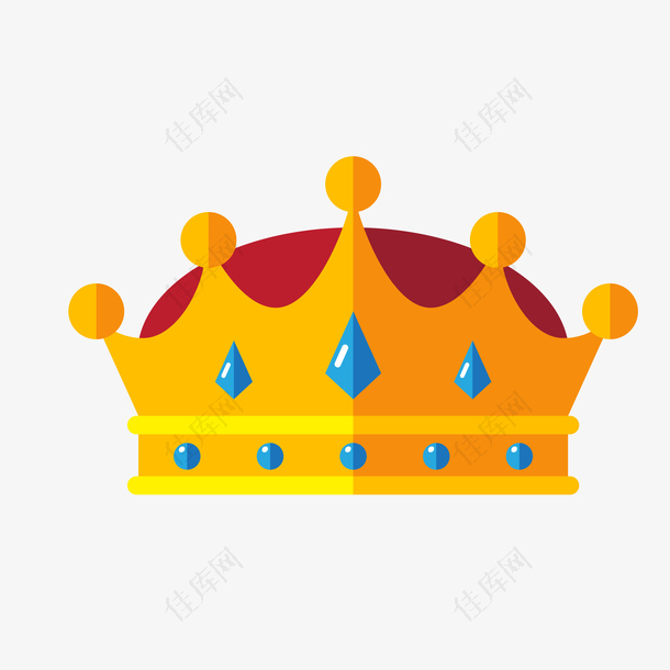 卡通蓝色的钻石装饰皇冠设计