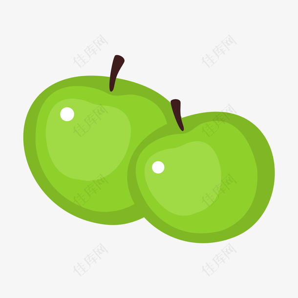 绿色圆弧苹果元素