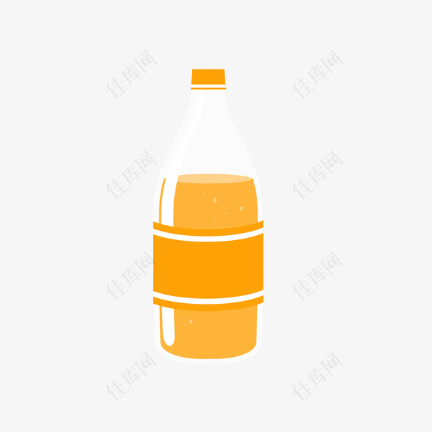 矢量卡通扁平化橙子饮料瓶