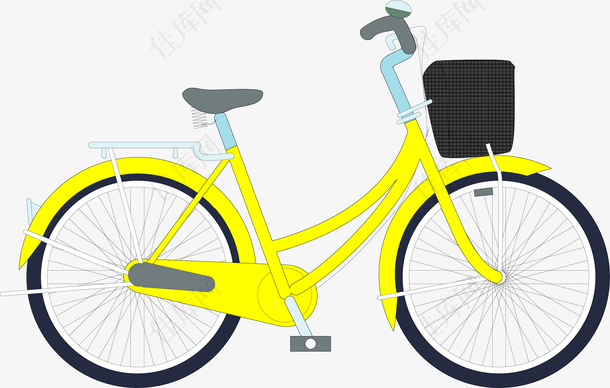 矢量手绘黄色自行车