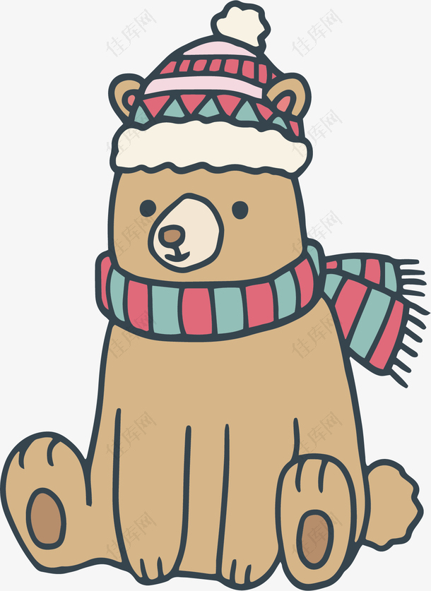 冬天卡通棕色大熊
