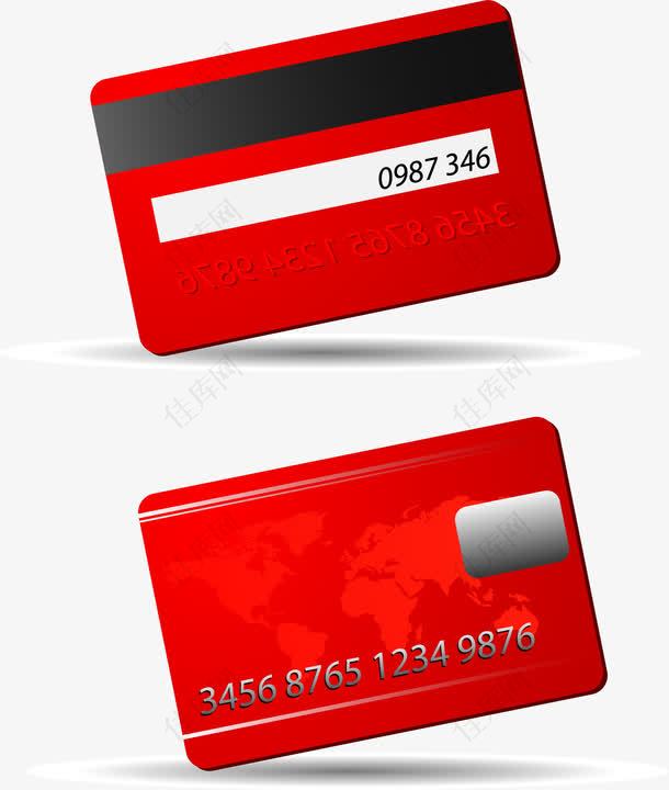 矢量手绘红色银行卡
