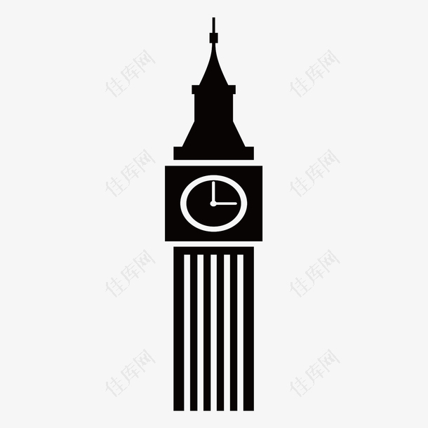 卡通英格兰时钟塔楼建筑旅游景点