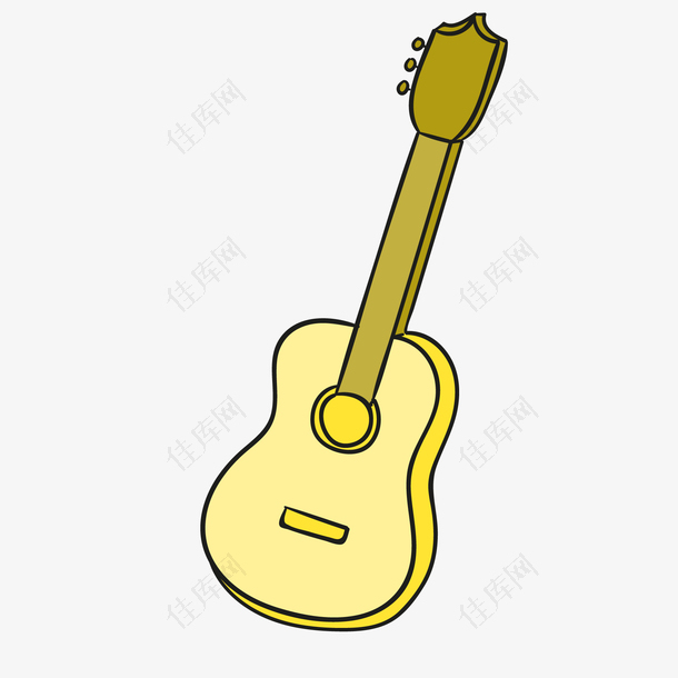卡通黄色的吉他设计