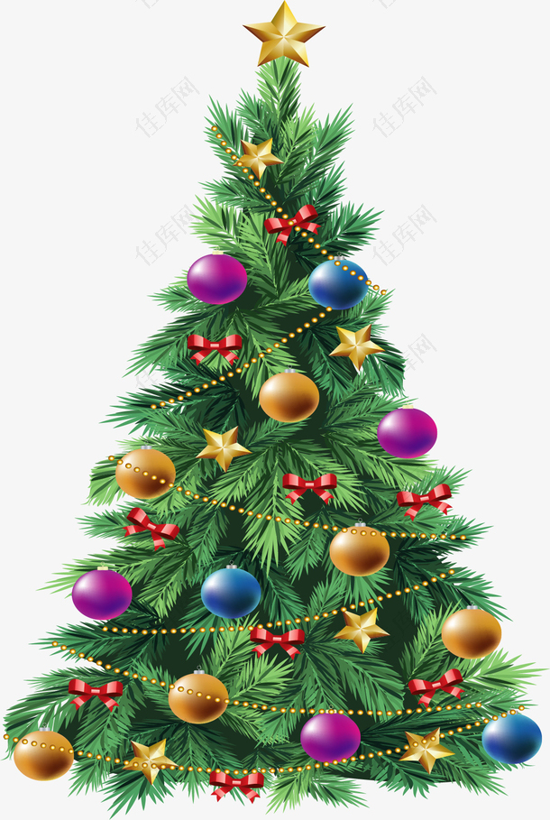 彩色圣诞球挂饰圣诞树