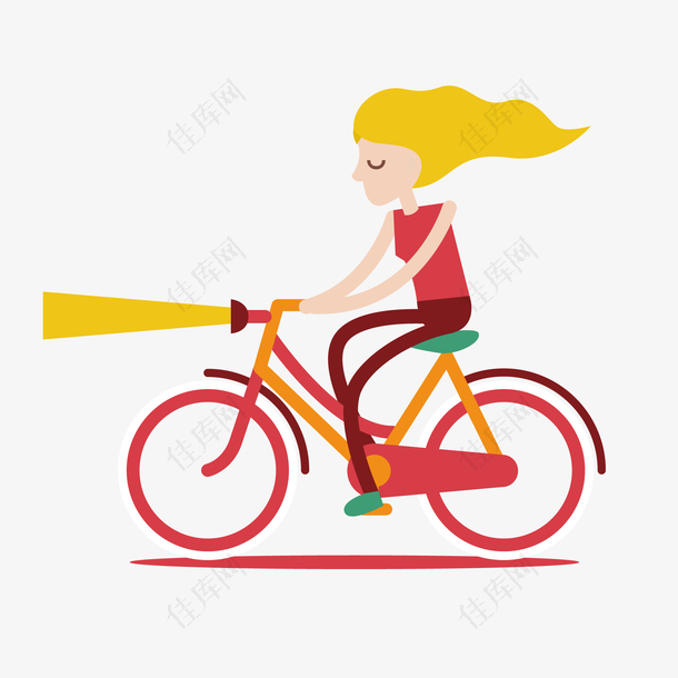 骑单车的金发女子矢量